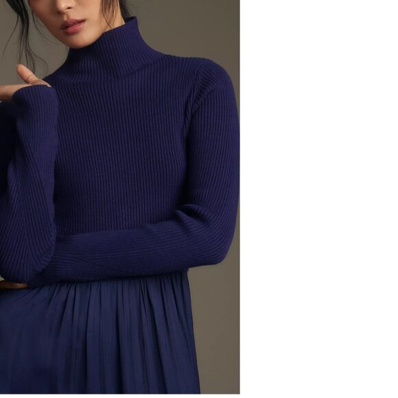 anthropologie The Thea Twofer Sweater Dress size M blue color new - Picture 3 of 5